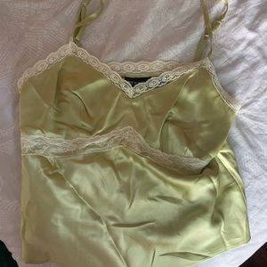 New York and Company Green Silk Tank Top